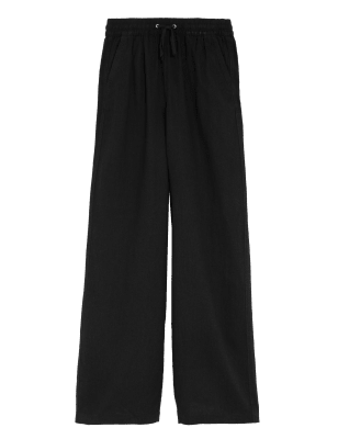 

Womens M&S Collection Linen Rich Wide Leg Trousers - Black, Black