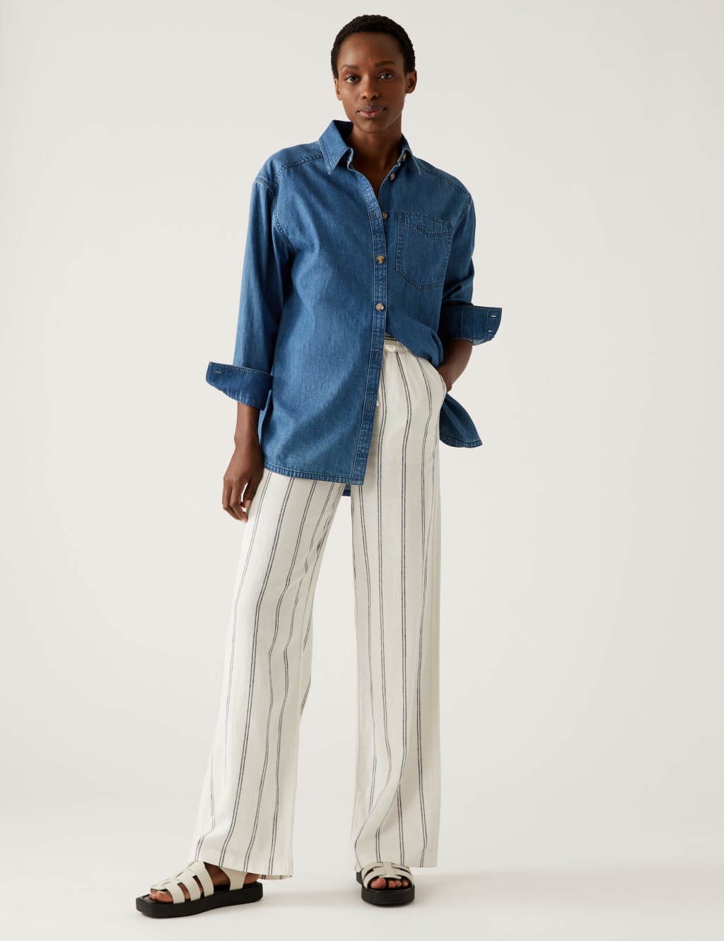 Linen Rich Wide Leg Trousers image 2