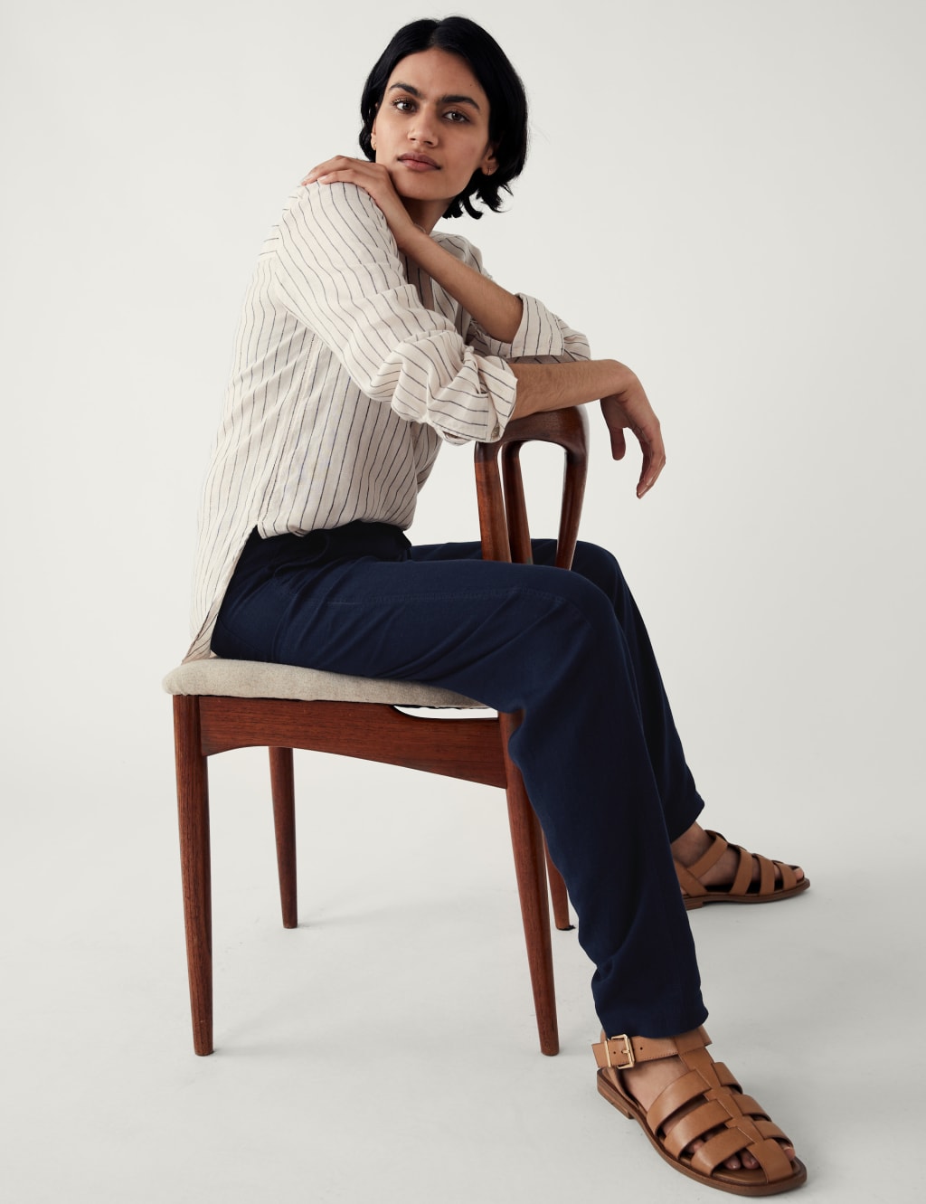 Linen Rich Tapered Trousers image 1