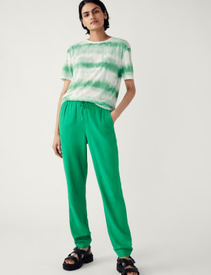 

M&S Collection Pantalón tapered de linoWomens - Bright Green, Bright Green