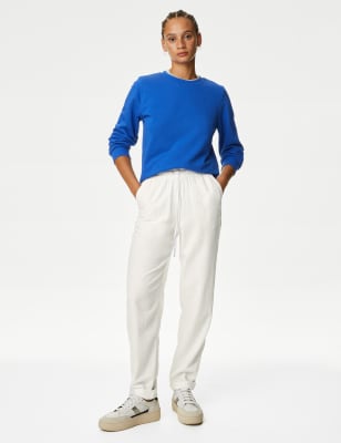 

Womens M&S Collection Linen Rich Tapered Trousers - Soft White, Soft White