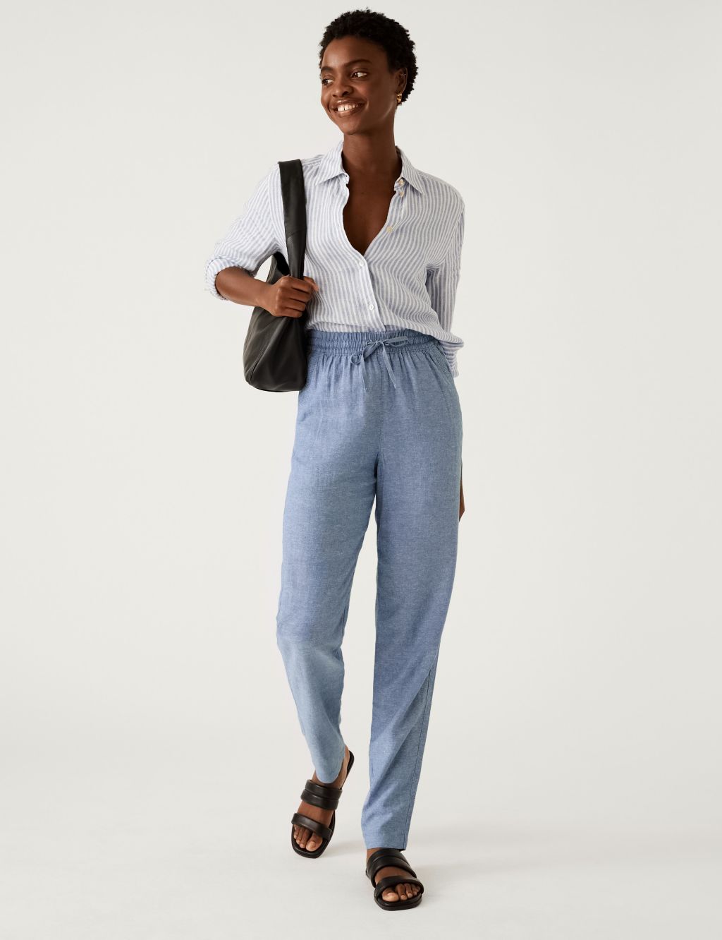 Linen Rich Tapered Trousers image 3