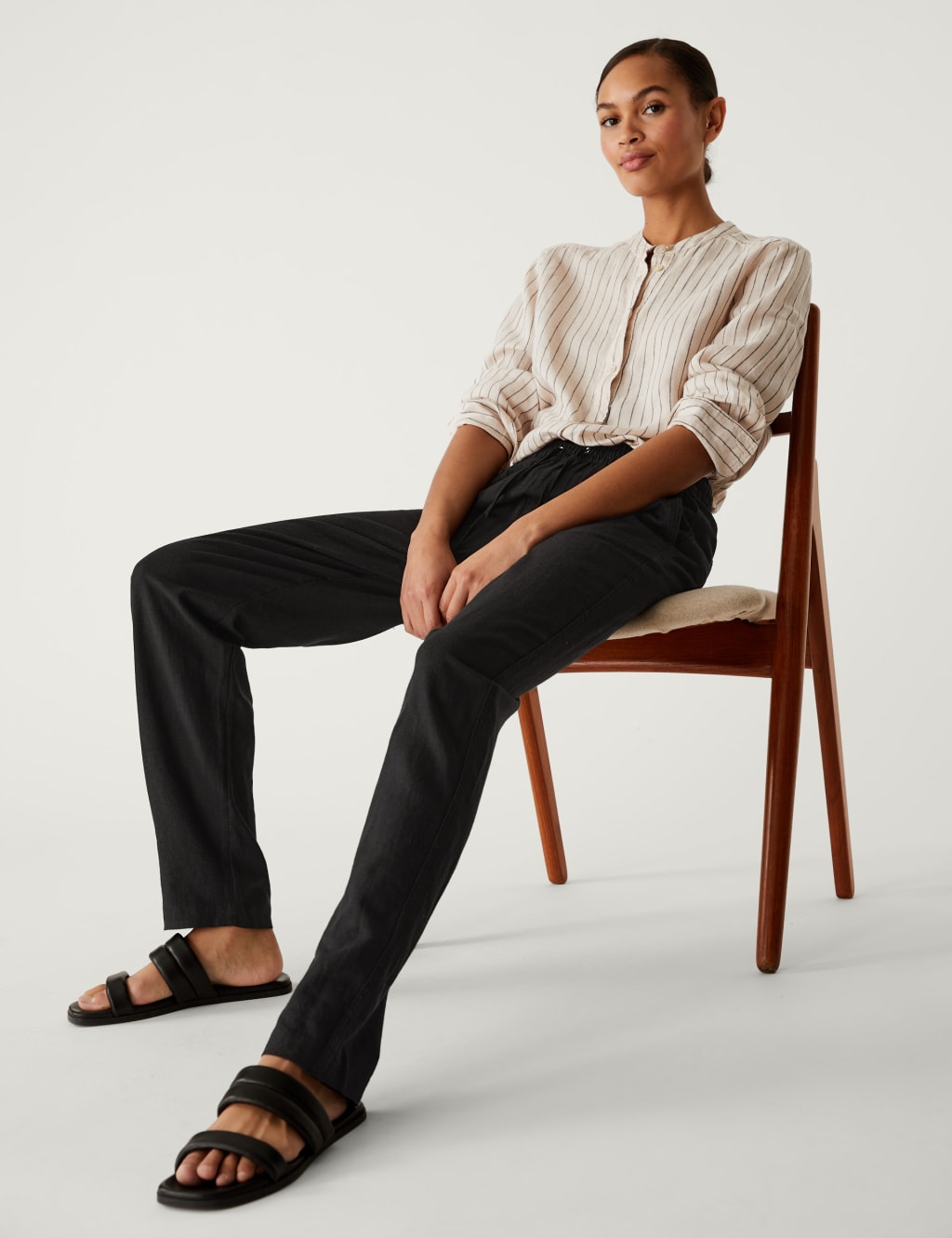 Linen Rich Tapered Trousers image 2