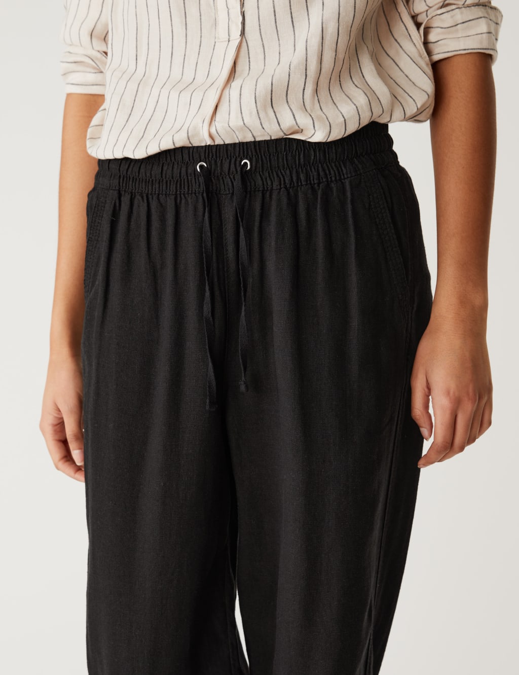 Linen Rich Tapered Trousers image 3