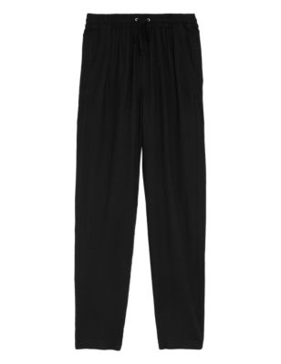 

Womens M&S Collection Linen Rich Tapered Ankle Grazer Trouser - Black, Black