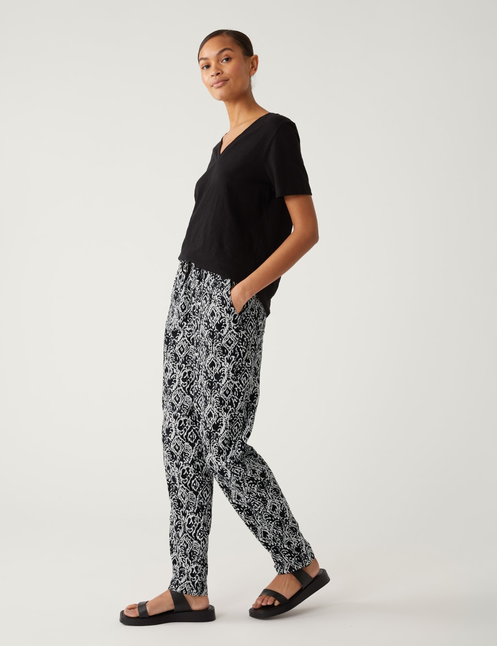 Linen Rich Tapered Trousers image 3