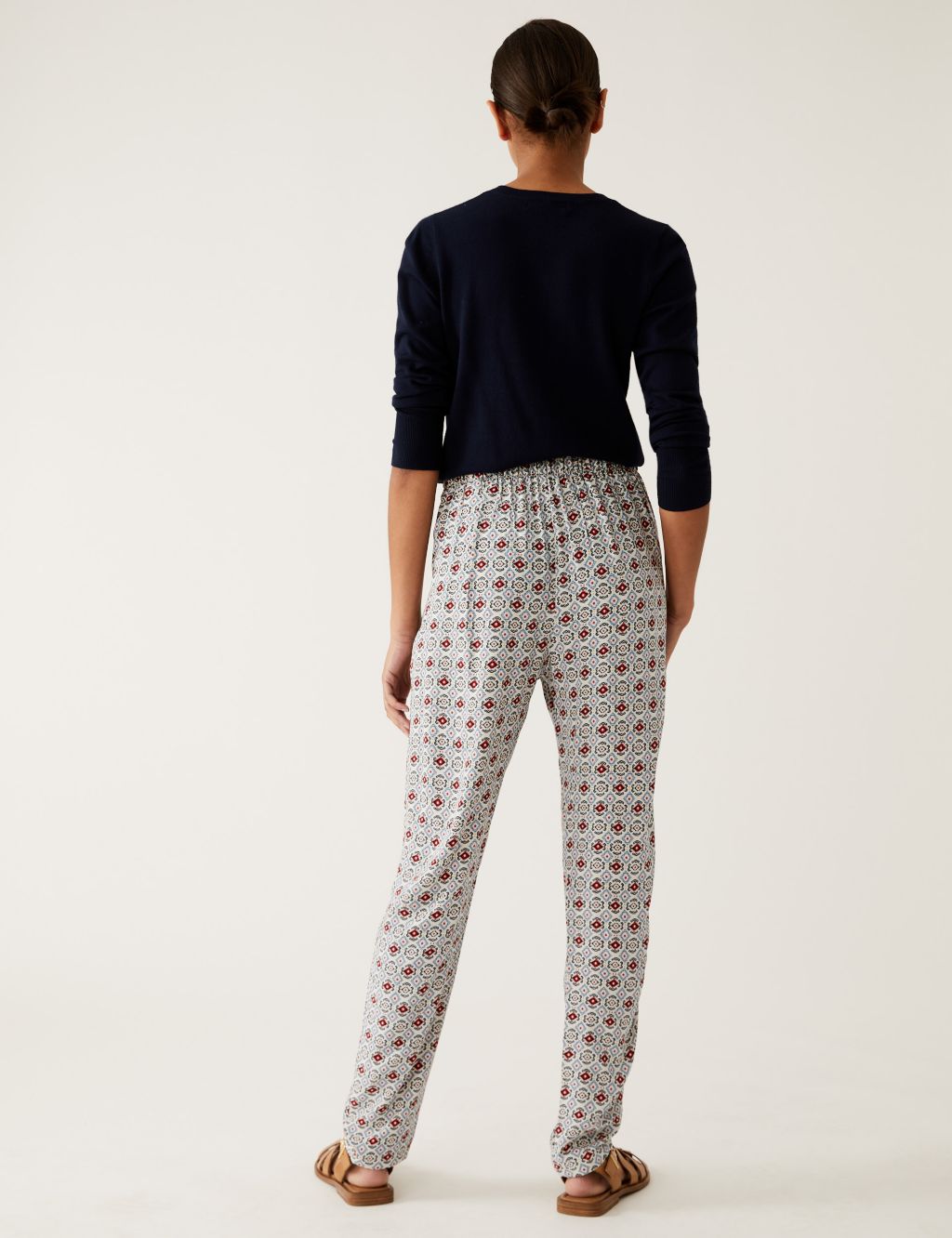 Printed Pleat Front Tapered Trousers image 5