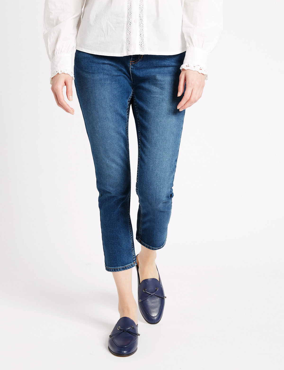 Mid Rise Cropped Super Skinny Leg Jeans