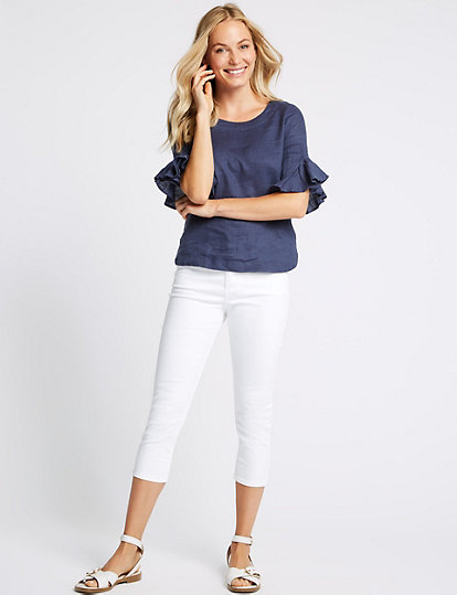 Mid Rise Super Skinny Leg Cropped Jeans