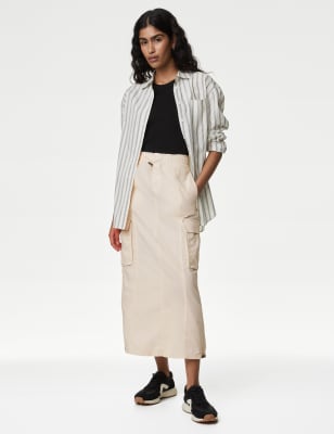 Pure Cotton Maxi Utility Skirt