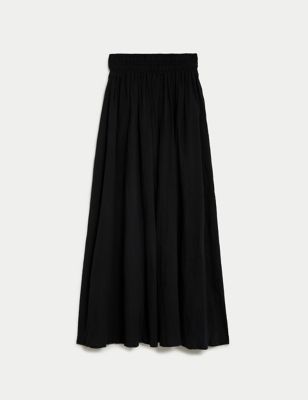 Pure Cotton Crinkle Midaxi Skirt