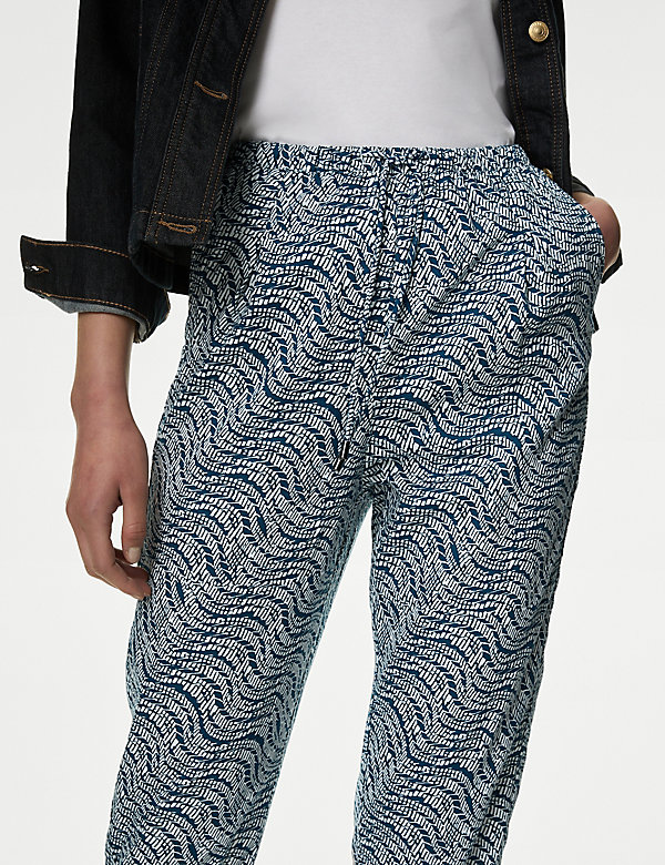 Printed Tapered Ankle Grazer Trousers - LU
