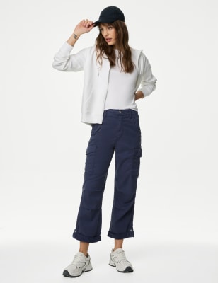 

Womens M&S Collection lyocell™ Rich Cargo Tea Dyed Cropped Trousers - Navy, Navy