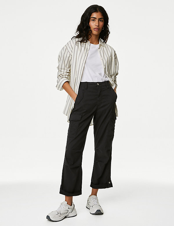 lyocell™ Rich Cargo Tea Dyed Cropped Trousers - KR