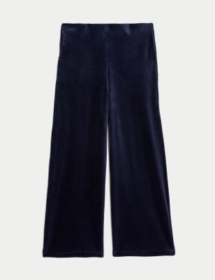 

Womens M&S Collection Cord Wide Leg Ankle Grazer Trousers - Midnight Navy, Midnight Navy