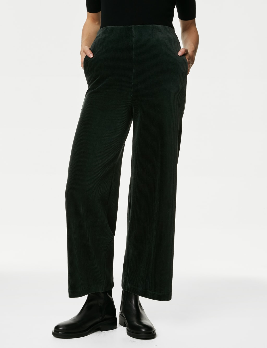 Cord Wide Leg Ankle Grazer Trousers image 3