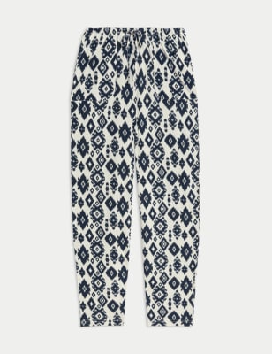 

M&S Collection Pantalón tapered de punto con cordón ajustableWomens - Navy Mix, Navy Mix