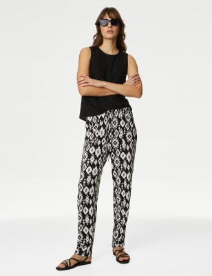 Cotton Rich Balloon Tapered Trousers, M&S Collection