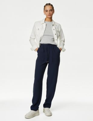 

Womens M&S Collection Lyocell™ Rich Tapered Ankle Grazer Trousers - Midnight Navy, Midnight Navy