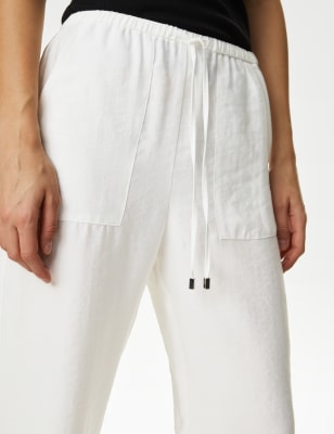 

Womens M&S Collection Lyocell™ Rich Tapered Ankle Grazer Trousers - Soft White, Soft White