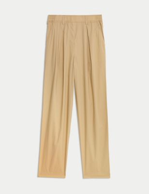 Pure Cotton Pull On Straight Leg Trousers