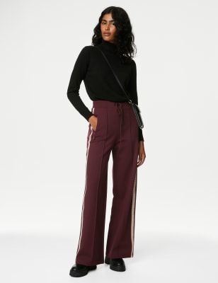 Pintucked Ponte Slim-Leg Pants