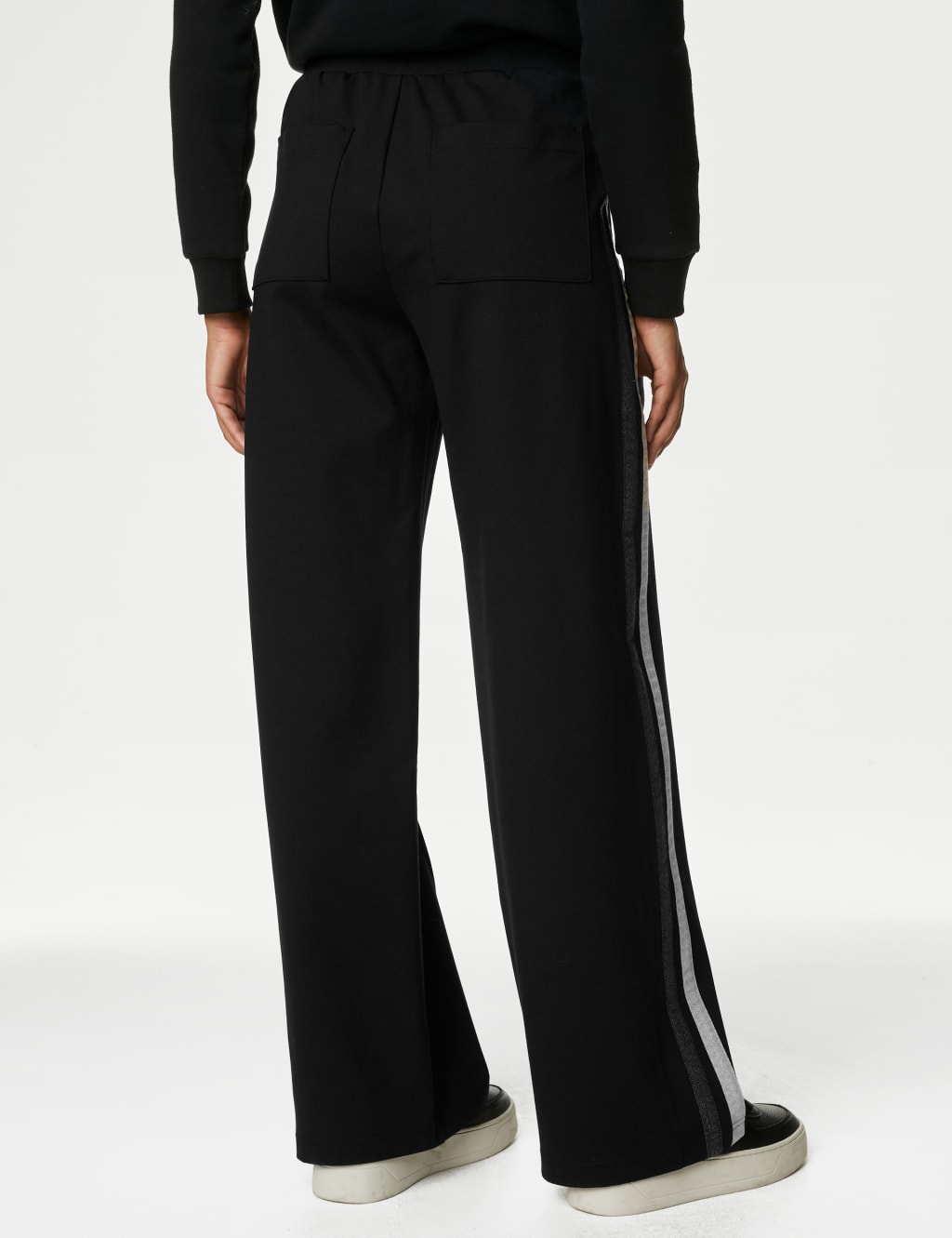Ponte Sparkly Side Stripe Wide Leg Trousers image 5