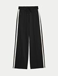 Ponte Sparkly Side Stripe Wide Leg Trousers