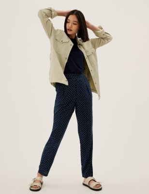 

M&S Collection Pantalón tapered al tobillo estampadoWomens - Navy Mix, Navy Mix