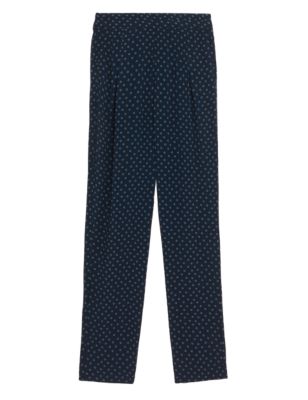 

Womens M&S Collection Printed Tapered Ankle Grazer Trousers - Navy Mix, Navy Mix