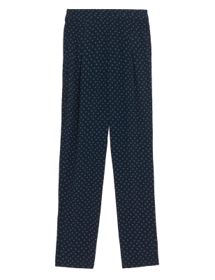 

Womens M&S Collection Printed Tapered Ankle Grazer Trousers - Navy Mix, Navy Mix