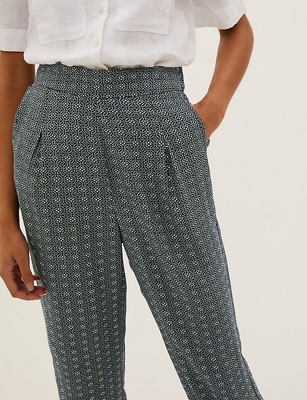 Printed Tapered Ankle Grazer Trousers