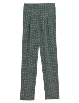 

Womens M&S Collection Printed Tapered Ankle Grazer Trousers - Black Mix, Black Mix