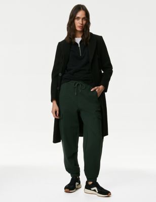 Marks And Spencer Womens M&S Collection Ponte Utility Tapered Ankle Grazer Joggers - Dark Green, Dark Green