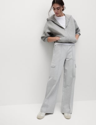 

Womens M&S Collection Ponte-Hosen im Utility-Stil mit weitem Bein - Grey Marl, Grey Marl