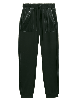 

Womens M&S Collection Ponte Side Stripe Tapered Joggers - Dark Green, Dark Green