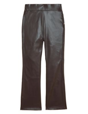 

Womens M&S Collection Leather Look Cropped Flared Leggings - Bitter Chocolate, Bitter Chocolate