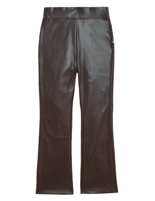 

Womens M&S Collection Leather Look Cropped Flared Leggings - Bitter Chocolate, Bitter Chocolate