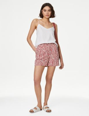 M&S Womens Printed Twill Shorts - 16 - Red Mix, Red Mix,Navy Mix,Blue Mix,White Mix,Black Mix,Green 