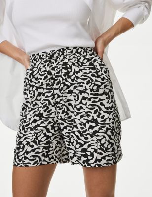 

Womens M&S Collection Printed Twill Shorts - Black Mix, Black Mix