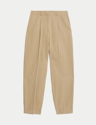 Cotton Blend Pleated Chinos