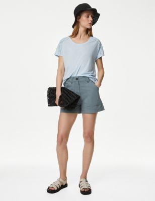 

Womens M&S Collection Cotton Rich High Waisted Utility Shorts - Air Force Blue, Air Force Blue