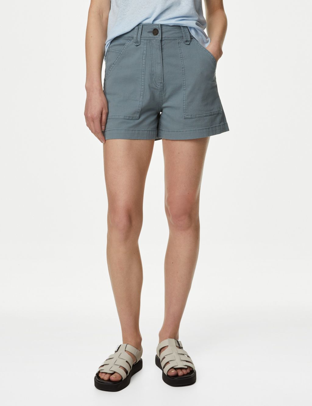 Cotton Rich High Waisted Utility Shorts image 2