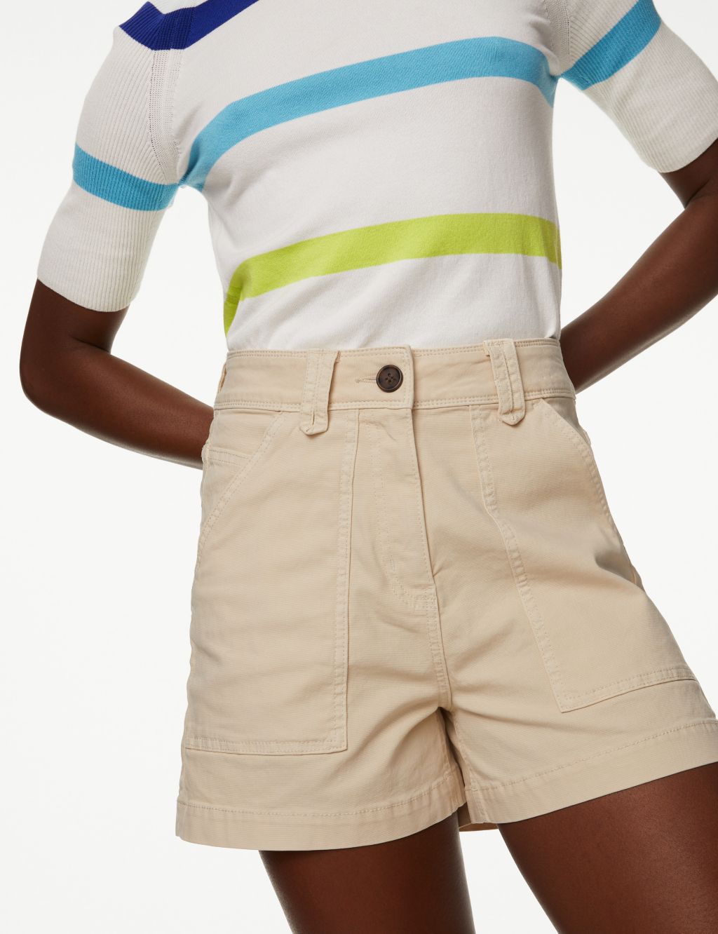 Cotton Rich High Waisted Utility Shorts image 2