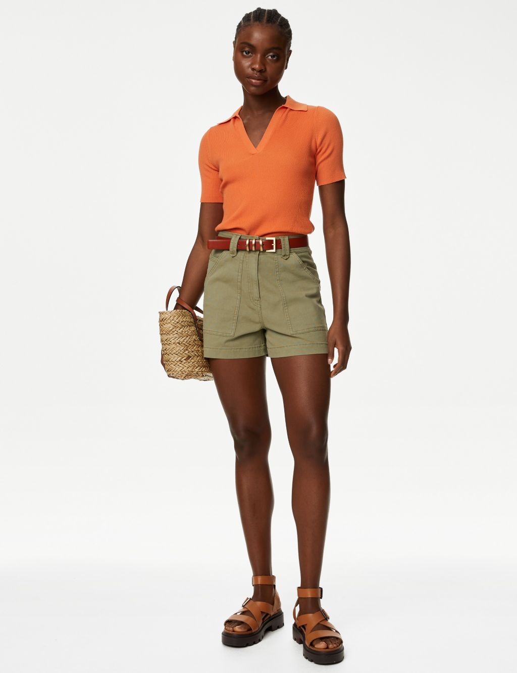 Cotton Rich High Waisted Utility Shorts image 1