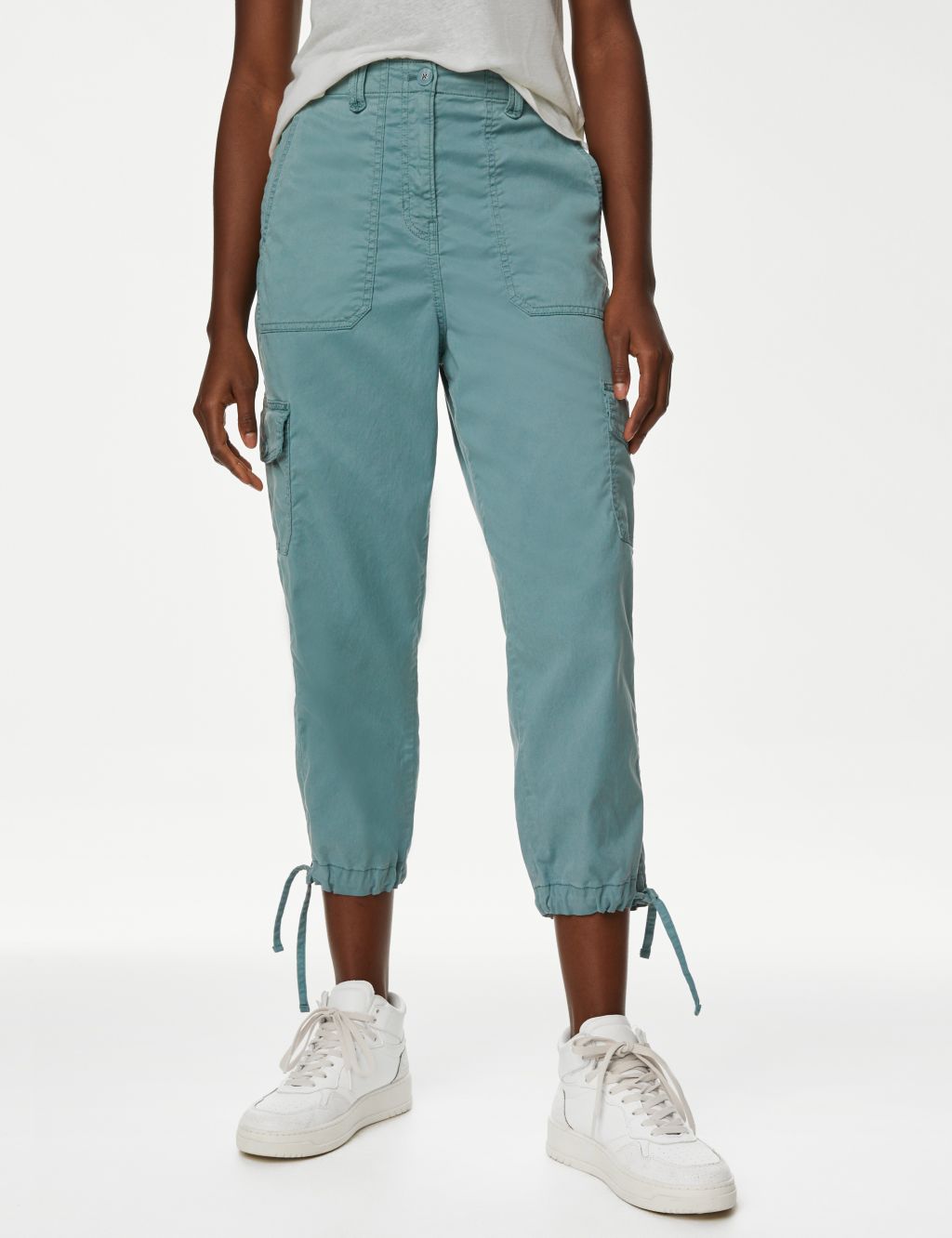 Lyocell Rich Cargo Cropped Trousers image 2