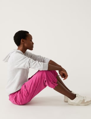 

Womens M&S Collection Lyocell Rich Cargo Cropped Trousers - Fuchsia, Fuchsia