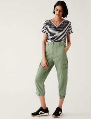 Lyocell Rich Cargo Cropped Trousers