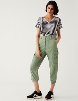 

M&S Collection Pantalón pesquero cargo de LyocellWomens - Khaki, Khaki