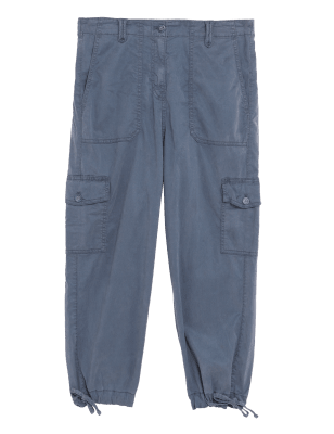 

Womens M&S Collection Tencel™ Rich Cargo Cropped Trousers - Dark Grey, Dark Grey